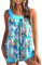 Topassion Zweiteiliger Badeanzug für Damen - Tankini mit Push-Up-Effekt, Bauchweg-Funktion, bedrucktem Oberteil und Schwimmshorts für Strand und Pool
