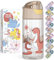 BEARFOOT Trinkflasche Kinder 450ml, leichte Tritan Wasserflasche, BPA frei, auslaufsicher, Kohlensäure geeignet, spülmaschinenfest für Jungen, Mädchen, Kindergarten - (Beige - Dinos)