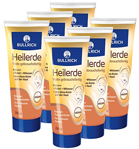 Bullrich Heilerde Paste | gebrauchsfertig | reduziert Pickel und Mitesser | befreit verstopfte Poren | mattiert | frei von Duftstoffen | vegan | 6x 200 ml