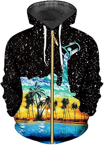 Vogrtcc Men's Plus Size 3d Milk Printed Hooded Sweatshirt Long Sleeve Hiphop Zipper Jacket Casual Oversized Jumpers Cup S