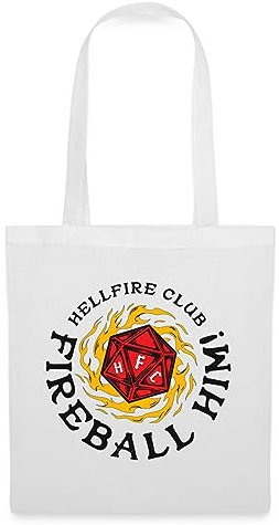 Spreadshirt Stranger Things Hellfire Club Fireball Him! Stoffbeutel, One size, Weiß
