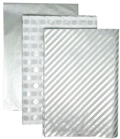 CC wonderland zone 18 Blatt Seidenpapier Silber - 50cm x 70cm,Decoupage Seidenpapier,Geschenkpapier Verpackungsmaterial