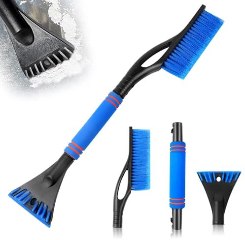AOMAIGAD Spazzola da Neve per Auto,Raschietto Ghiaccio Auto,Raschietto per Ghiaccio e Spazzola da Neve 2 in 1,Rimovibile con Impugnatura Morbida Antiscivolo,per Auto (Blu)