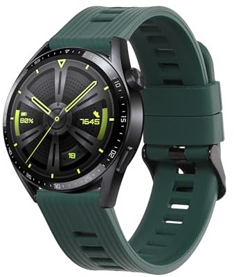 kwmobile Cinturino TPU Silicone con Fibbia Compatibile con Huawei Watch GT 3 (46mm) Cinturino - Cinturini 14-22 cm verde scuro