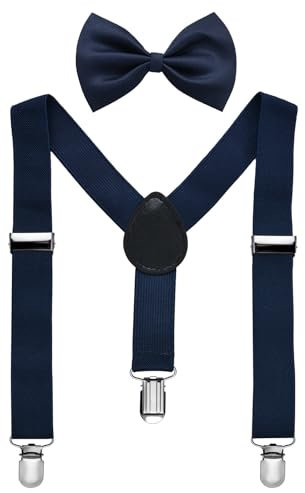 Miobo Unisex Hosenträger mit Fliege für Kinder: Stylisch und praktisch, mit drei Clips