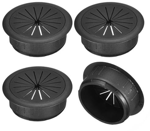 sourcing map 4Pcs Cable Hole Cover, 2 Inch (50mm) ABS Desk Cable Wire Cord Grommet Hole Cover for Office Computer Desk Wire Organizer, Black