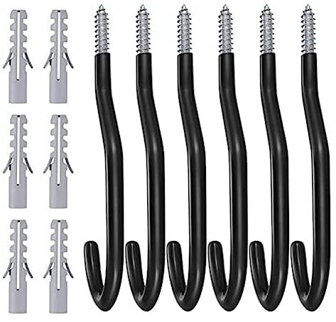 Fahrradhaken für Garage, Wand, Fahrrad, mit PVC-Beschichtung, für Wand, Decke, 6 Stück