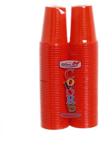 TEKHOME 100/200/500/1000 PEZZI BICCHIERI COLORATI COLORS DOPLA da bibita ideali per compleanni, feste, party, aperitivi (ARANCIONE, 1000)