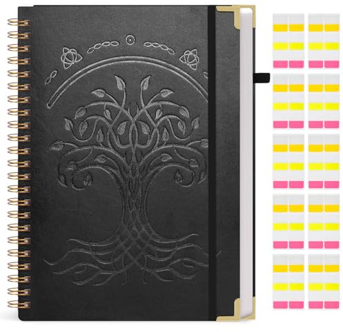 HAKACC Notizbuch A4 Liniert,150 Blatt/300 Seiten Spirale Notizblock im edlen Lederimitat Hardcover-Einband mit 80 g/m² Nachhaltiges Papier für Frauen Männer Arbeit Büro Schule 21 x 29.7 cm Dunkelblau