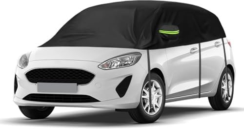 Car Cover Waterproof Compatible with Ford Fiesta hatchback 2008-2023, Half Car Cover Upgrade Thicken Tarpaulin, Half Cover for All Weather, UV Resistant Full Garage Rain Sun Dust Protection Snowproof