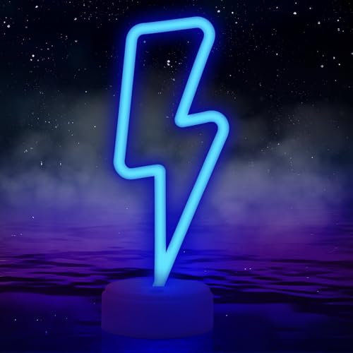 Blitz Neon Schild, Gaming Zubehör, Gaming Deko, LED Deko, Gaming LED, LED Schild, Gaming Zimmer Neon Sign, Leuchtreklame,Internet Cafe Game Room Bar Party Deko (USB und Batteriebetrieben)