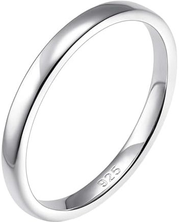 YWJewly Ringe Mit Armband Silberringe, Eheringe für Damen, Silberring, hochglanzpoliert, schlichter Kuppel-Ehering, bequeme Passform, Größe 5 8 Brieföffner Der Ringe (Silver, 7)