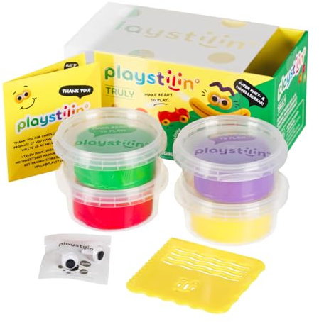 Playstilin Truly - Original Spielknete, super knet- und formbare, vegane Kinderknete, kreatives Plastilin Knetset mit Zubehör und Werkzeug in der Box, Modelliermasse nicht trocknend