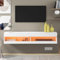 LULUWA TV Stand with LED Lights Floating Entertainment Center Media Console Wall Mounted High Gloss Modern Storage Shelf (White)