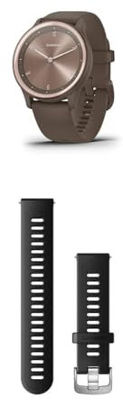 Garmin vívomove Sport, Hybrid Smartwatch with up to 5 days battery life, Cocoa & Quick Release Band (20 mm) - Black