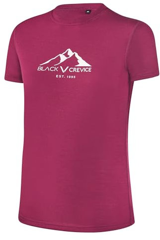 Black Crevice Damen Merino T-Shirt, Rhododendron/White, 44