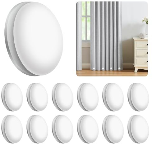 12 pesi magnetici per tende da doccia, per orli, pesi magnetici per tende, senza cuciture, resistenti magneti per tende per frigorifero, drappeggi, tovaglia (bianco)