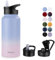 MURBONE Gourde en Acier Inoxydable 1L(+2 Bouchons) avec Paille Amovible,Bouteille Isotherme Sans BPA Thermos Double Paroi Sous Vide Étanche,anti-fuite,pour le Sport et Voyage