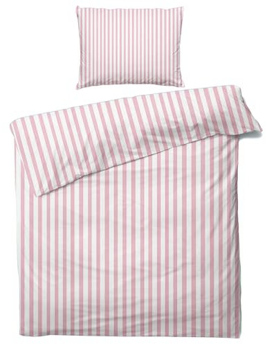 Generisch Bettwäsche 135x200 Streifen - Rosa Weiß Streifen Bettbezug 135 x 200 2er Set, Weiche & Angenehme Mikrofaser Bettbezüge & Kissenbezug 80x80, Bettwäsche-Sets mit Reißverschluss K#-98