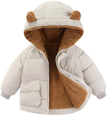 Bébé Hiver Polaire Manteau Enfants Garçons Veste Outwear Manteau d'hiver pour bébé garçon et fille avec fermeture éclair à capuche coupe-vent et chaud en polaire avec deux poches de 12 mois à 5 ans