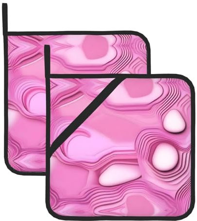 Poezjzw Quadratische, isolierte Topfmatten aus rosa Quarz, 2 Stück, Anti-Verbrühung, Wärmedämmung, für Grill und Mikrowelle, perfekt für Hobbyköche