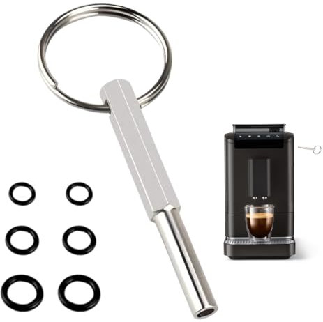HIKJA Llave para Sacar Cabeza Oval Llave de Punta Ovalada Broca para Máquina de Café Broca Reparación Herramientas de Seguridad con 6 Anillos de Goma Llave de Reparación de Máquinas de Café