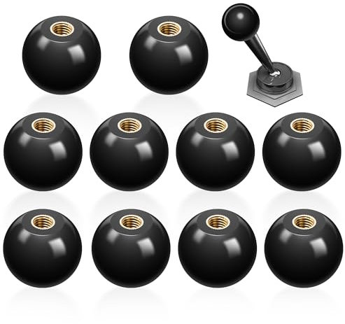 ITSOGOO 10 Stücke M5*16mm Kugelknopf, Schwarz Kugelknöpfe,Kugelgriff mit Eingebauter Kupfergewinde, Runde Kugel Bakelit Hebelknopf für Werkzeugmaschinenersatz