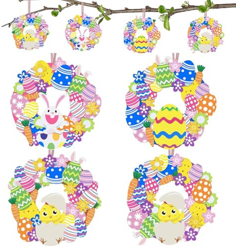 Ostern Kränze Bastelset für Kinders, 8 Stück Filz Ostern Basteln für Kinder, Bastelset Frühling für Kinder, Osterdeko zum Basteln für Ostern, für Mädchen Jungen Frühling Ostern Party Geschenk