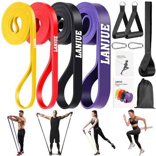 4 Pcs Elastique Musculation, Elastique Sport Bande Elastique Musculation avec Sac Ancrage de Porte, Bande de Résistance Bande Elastique Fitness pour Entraînement Gym Fitness Pilates Yoga