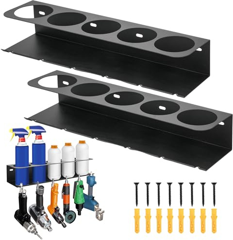 awagas 2PCS Spray Bottle Holder Wall Mounted, Spray Can Holder | with 5 Holes 6 Slot, Space Saving Design Spray Bottle Rack for Garage Workplace