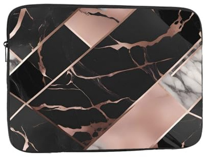 JKIEGOQ Black Rose Gold Marble Pattern Portable Laptop Sleeve Case - Shockproof Portable Laptop Sleeve Bag 10 inch for Men and Women Business Travel, Office Daily Use