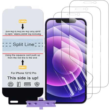SLBESTLUC 3 Piezas Películas de Hidrogel para iPhone 12/12 Pro, TPU Protector Pantalla Flexible, 0.15mm HD Transparente, Reparación Automática [no vidrio templado]