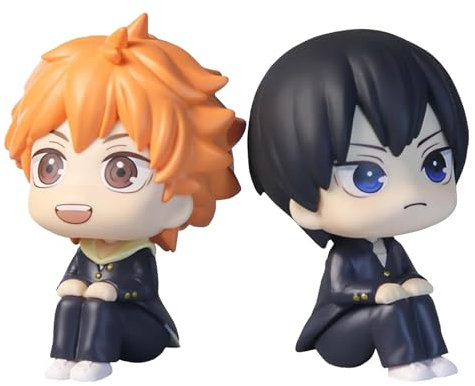 SZCIIRDM Haikyuu Figur 2pcs Hinata Shoyo & Tobio Kageyama Sitzpose Anime Schreibtischdekoration aus Anime Statue Modell Sammlerstück für Fans