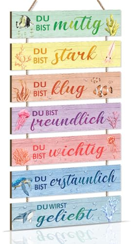 KAIRNE Du Bist Mutig Meerestier Spruch Wandschild Ostergeschenk Kinderzimmer