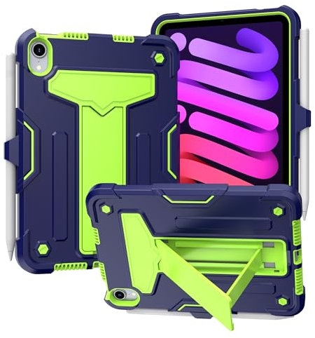 Protección de tabletas Case Compatible with iPad Mini 7 (A17 Pro) 2024/Mini 6 2021 ,with Kickstand Three-Layer Hybrid Full Body Case Rugged Shock-Proof Fall Protection Cover accesorio para tableta(NAV