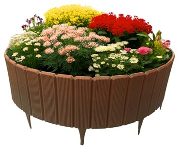 bepco Palizzata – Set di 2 recinti per aiuole (LxH: 200 x 17 cm, marrone) – Limitatore flessibile e stabile, 100% plastica riciclata, con ancoraggi integrati, per giardino e aiuole