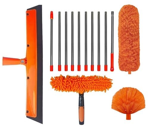 High Duster - Long Handle Microfibre Duster for Removing Spider Cloths | Microfiber, Ergonomic and Multifunctional Cleaning Accessory for , Window Sills and