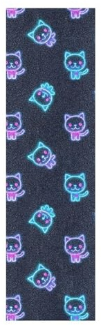 Skateboard-Klebeband mit niedlichem, buntem Neon-Katzen-Motiv, griffiges Griffband, Longboard, wasserdicht, Cruiser-Griptape, 84 x 22,9 cm
