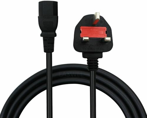 3-Pin Power Lead, AC Kettle Cable for Desktop PC, Monitor, Projector, Workstation, UK Plug (2M)