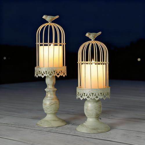 2STÜCK Eisen-Vogelkäfig-Kerzenhalter Dekorativ für Hochzeiten Heim Vintage Abnehmbar Tischzentren Tische Hängen Außen Innen Hof