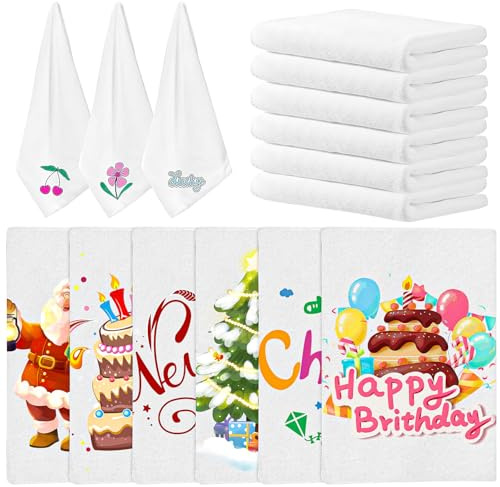 20er Set Sublimation Rohlinge Handtücher, 30 x 30 cm Weiße Gästehandtuch | Mikrofaser Personalisierbare Blanko Geschirrtuch zum Bedrucken für DIY Geschenke & Reinigung, Quadrat