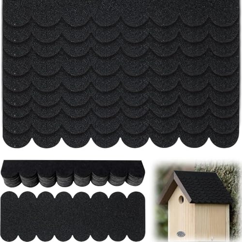 Mini Dachpappe Selbstklebend Schwarz, 32 STK Dachschindeln für Vogelhaus, Wasserdichte Dachpappe Vogelhaus, Mini Dachfolie Selbstklebend, für Nistkastendach Nistkasten Kaninchenstall Briefkastendächer