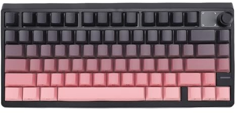Asixxsix Mechanical Gaming Keyboard, 2.4G Wireless Bluetooth Gaming Keyboard, PBT Keycaps, 3 Modes Gradient Mechanical Keyboard with 20 Lighting Effects for PC Work Entertainment (Black Pink)