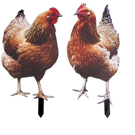 Outdoor Acryl Huhn Yard Art Statue Wetterbeständig Hahn Garten Rasen Ornament Schild für Bauernhaus Dekorationen, Terrasse, Balkon, Hochzeiten, Ostern oder Weihnachten - 2 Stück Tierfiguren-Set (A+B)