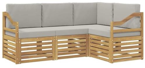 vidaXL Sofagarnituren 4 pcs Weiß und Hellgrau 185,5 x 126,5 x 73 cm, Garten Lounge Set, modernes Sofa, gemütliche Terrassenmöbel für die perfekte Sitzgelegenheit