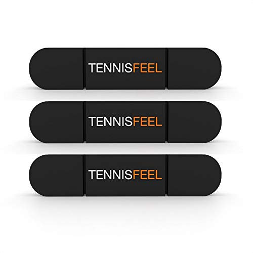 Tennis Feel Clipme | Premium Vibrationsdämpfer | Optimaler Halt | Maximale Lebensdauer | Für Tennisschläger | 7 Farben | 3-Pack | Schwarz