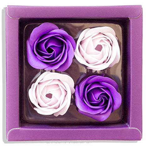 Sevenriver Handgemachte koreanische Rosenblüten aus Seife, Violett/Beige, 4 Stück