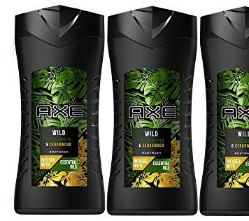 4tlg. STUDIO.MUNET Set: 3 x 250ml AXE Wild Green Wood & Cedarwood Bodywash Duschgel Showergel + 1 x Dustbag von STUDIO.MUNET