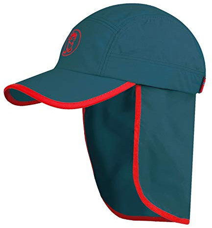 Trollkids Kinder Kappe Troll XT, Petrolblau/Rot, Größe Medium