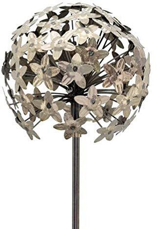 finehomegarden Gartenstecker Allium 20x20cm groß Zink Gartendeko Rankhilfe Metall Stecker Garten Deko